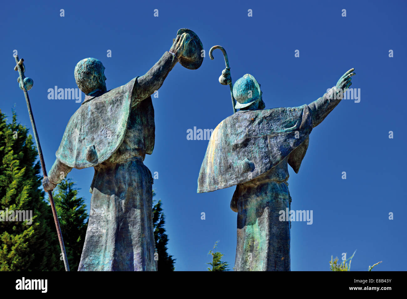 Spagna Galizia: Pellegrino la monumento a Monte do Gozo Foto Stock