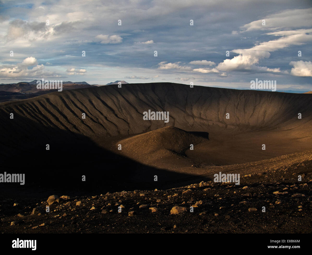 Il cratere Hverfjall vicino Lago Myvatn, Nord Islanda Foto Stock