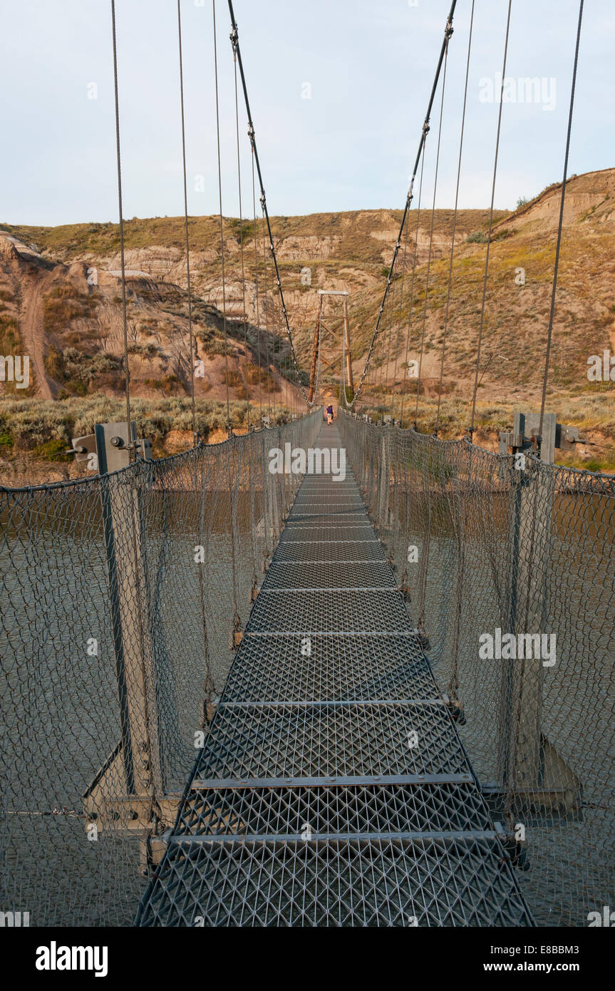 Elk203-6568v Canada, Alberta, Drumheller, Rosedale, Red Deer River Bridge Foto Stock
