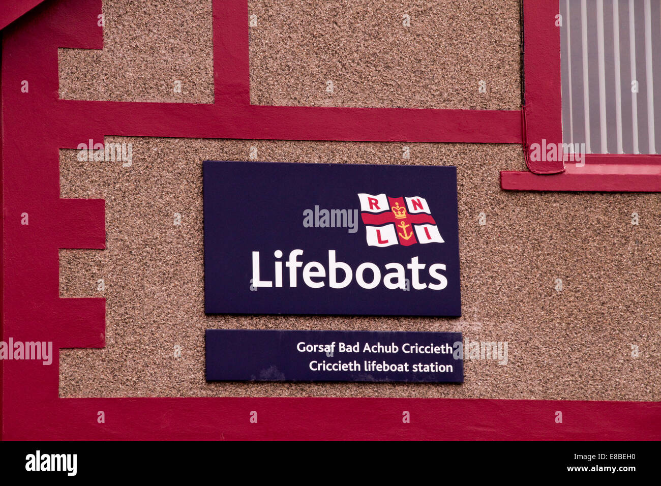 Scialuppa di salvataggio RNLI accedi Cricceith Galles Foto Stock