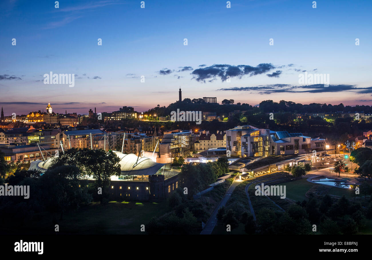 Edinburgh City al tramonto Foto Stock