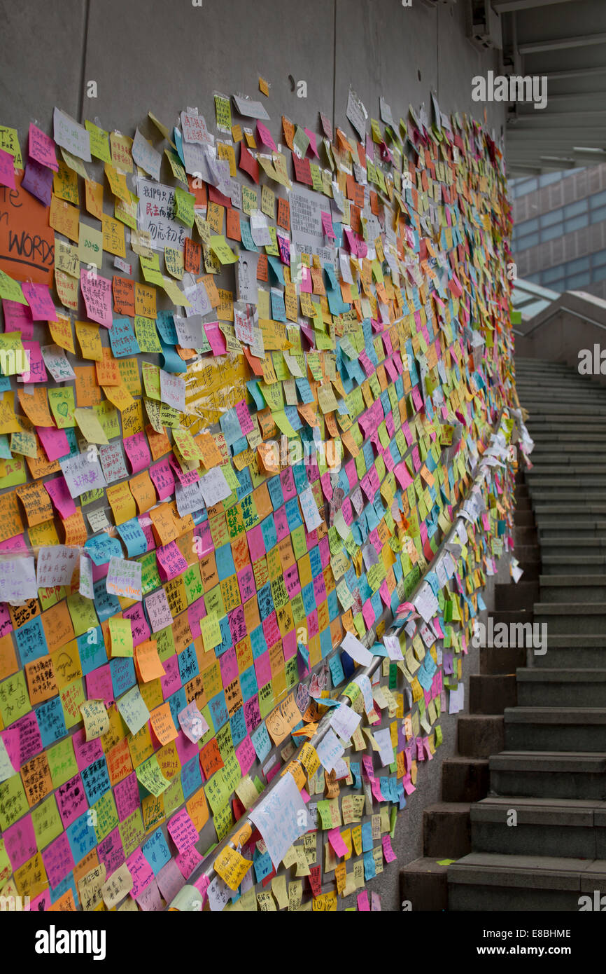 Hong Kong, Cina, Ottobre 4, 2014 Pro democrazia manifestanti hanno bloccato le strade di Hong Kong Foto Stock