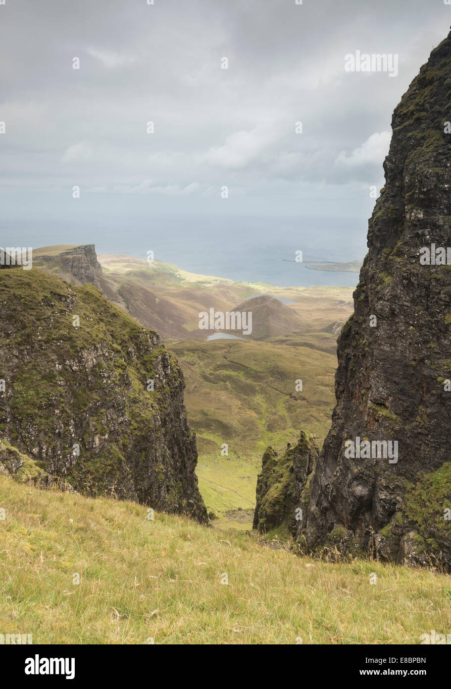 Visualizzare dalla tabella, Quiraing, Isola di Skye, Ebridi, Scozia Foto Stock