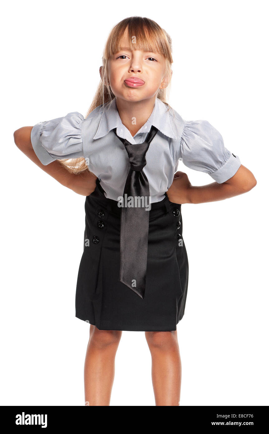 Bambina in uniforme scolastica Foto Stock
