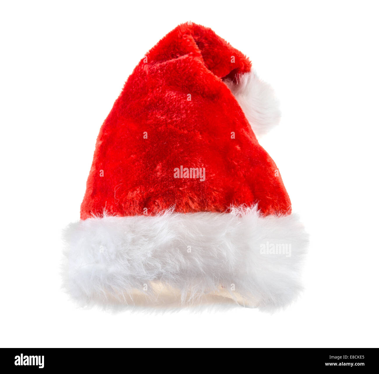 Santa Claus Red Hat su sfondo bianco. Foto Stock