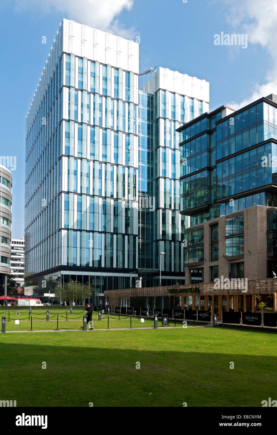 N. 3 Hardman St, Spinningfields. Sheppard Robson, 2009. Da Hardman Square, Spinningfields, Manchester, Inghilterra, Regno Unito Foto Stock