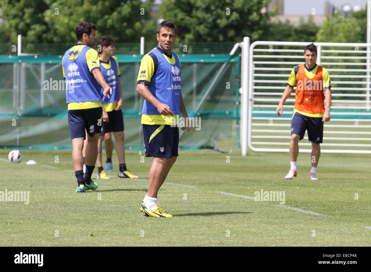 Il giocatore del Parma F.C., giocare nella Serie A italiana di Football League, avente una formazione presso il Centro Sportivo di Collecchio. Foto Stock