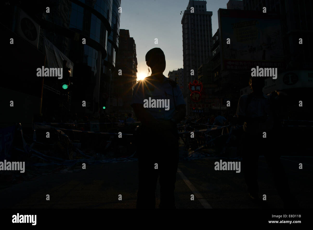 Pro democrazia proteste continuano sulle strade di Mongkok, a Hong Kong il 05 ottobre, 2014. Foto Stock