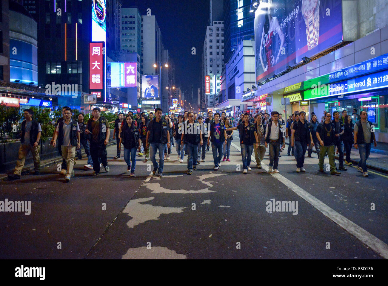 Pro democrazia proteste continuano sulle strade di Mongkok, a Hong Kong il 05 ottobre, 2014. Foto Stock