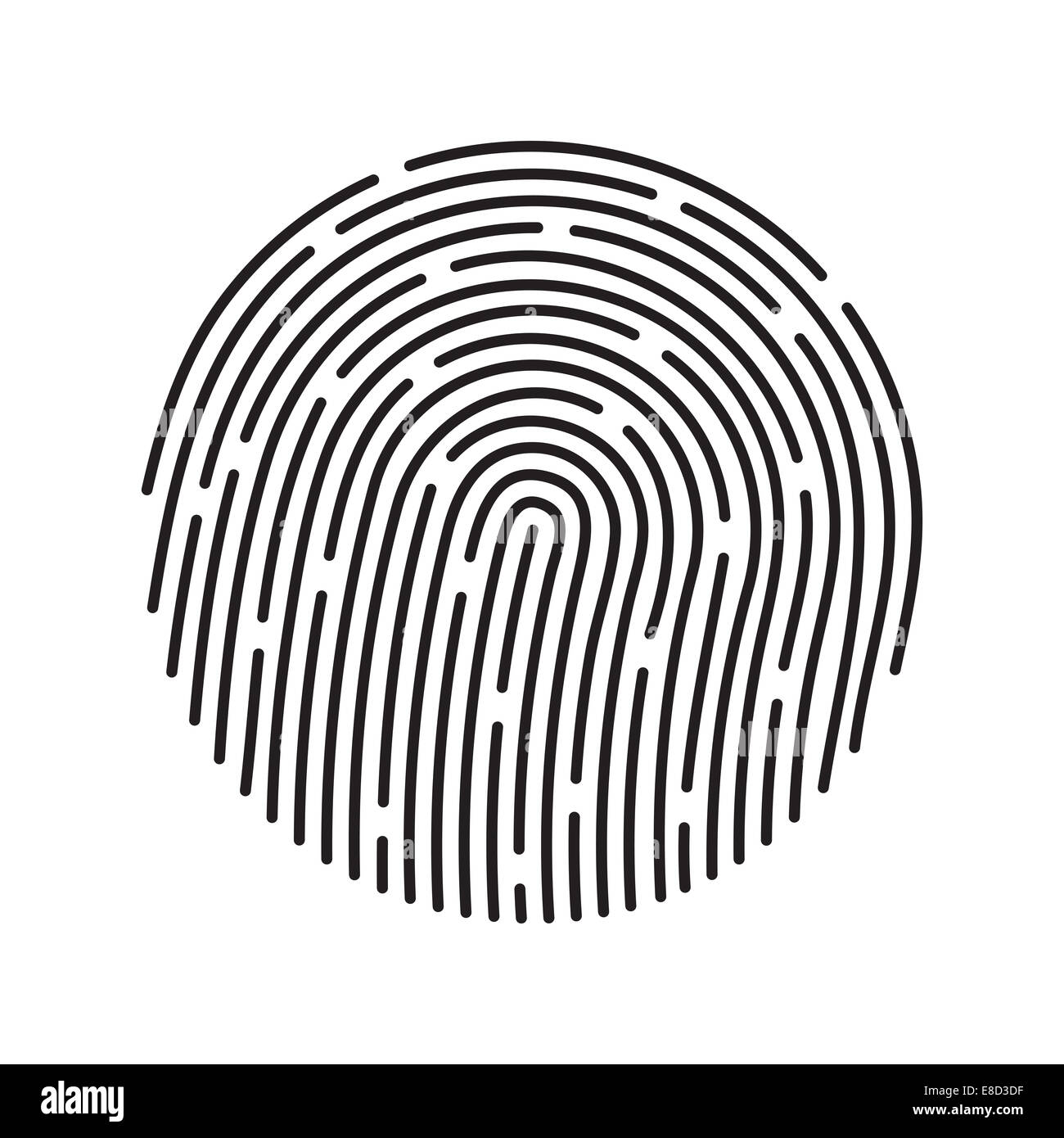 Fingerprint identification system, simbolo nero isolato su bianco Foto Stock