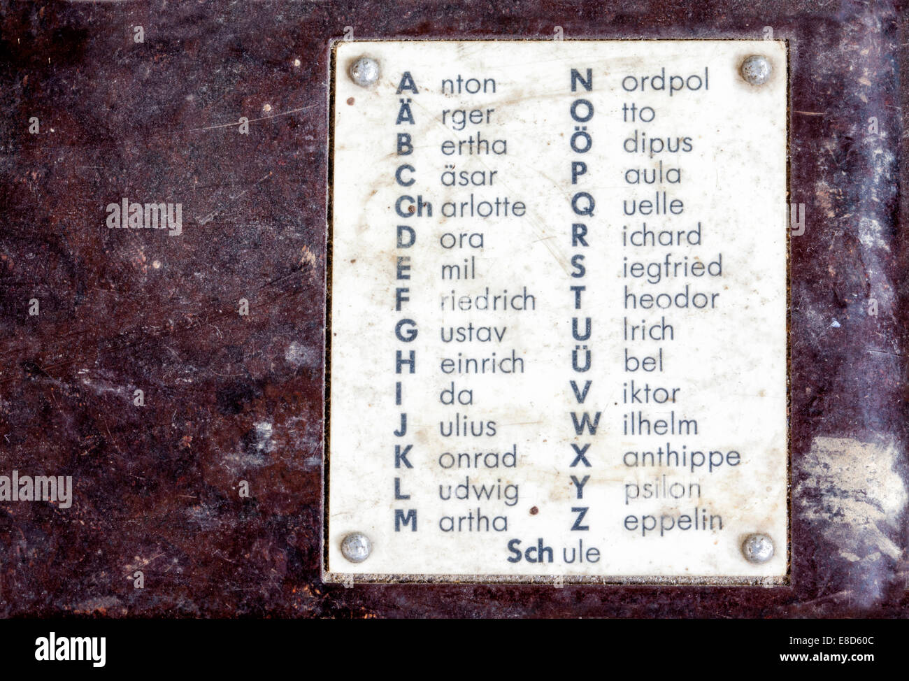 Il tedesco spelling fonetico Codice, campo telefono, della Wehrmacht tedesca, la II Guerra Mondiale Foto Stock