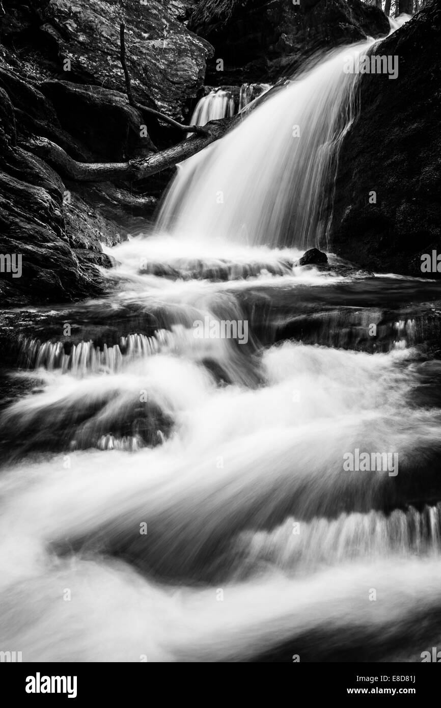 E cascata su un flusso in Holtwood, Pennsylvania. Foto Stock