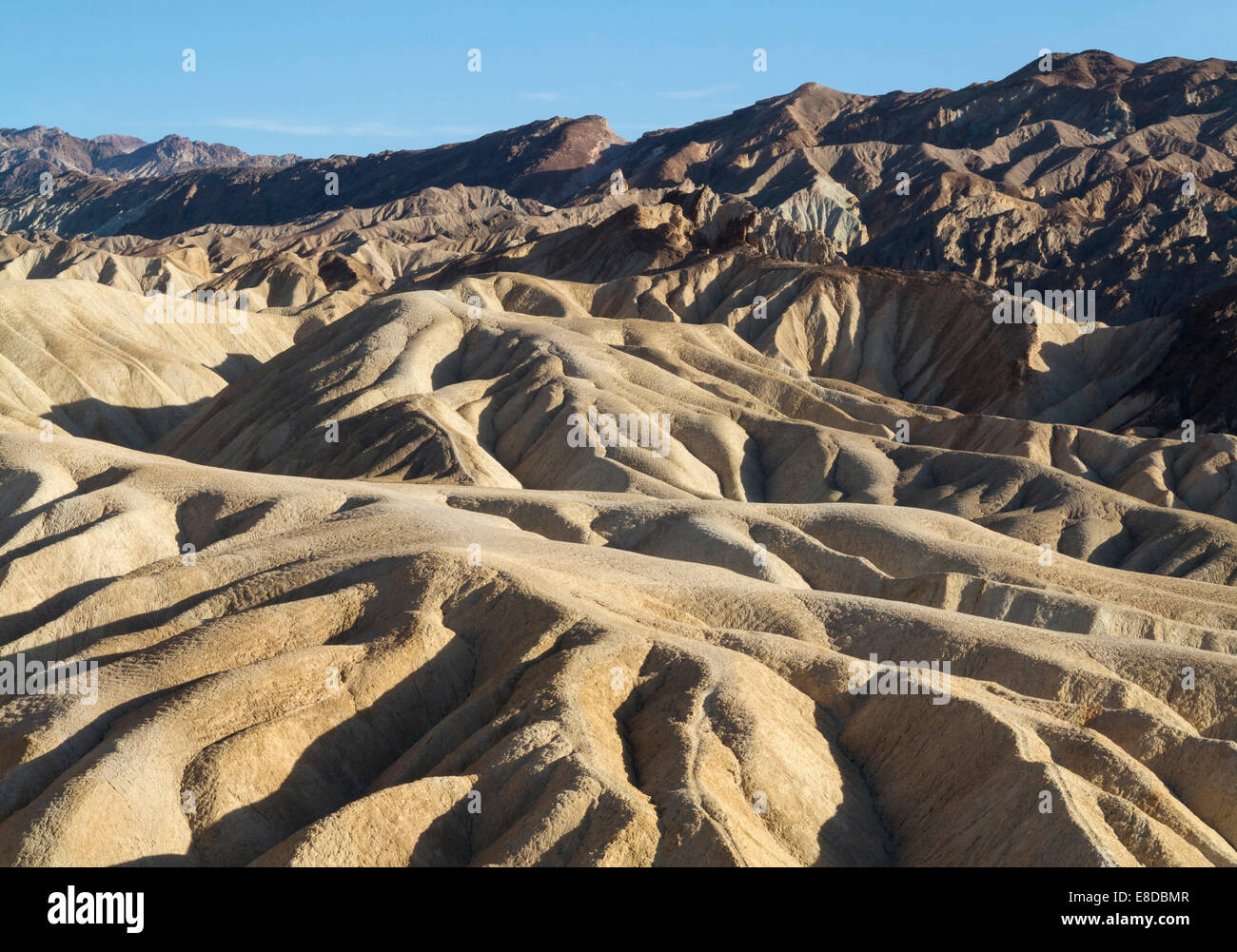 Badlands eroso in Gower Gulch visto da Zabriskie Point, Parco Nazionale della Valle della Morte, CALIFORNIA, STATI UNITI D'AMERICA Foto Stock