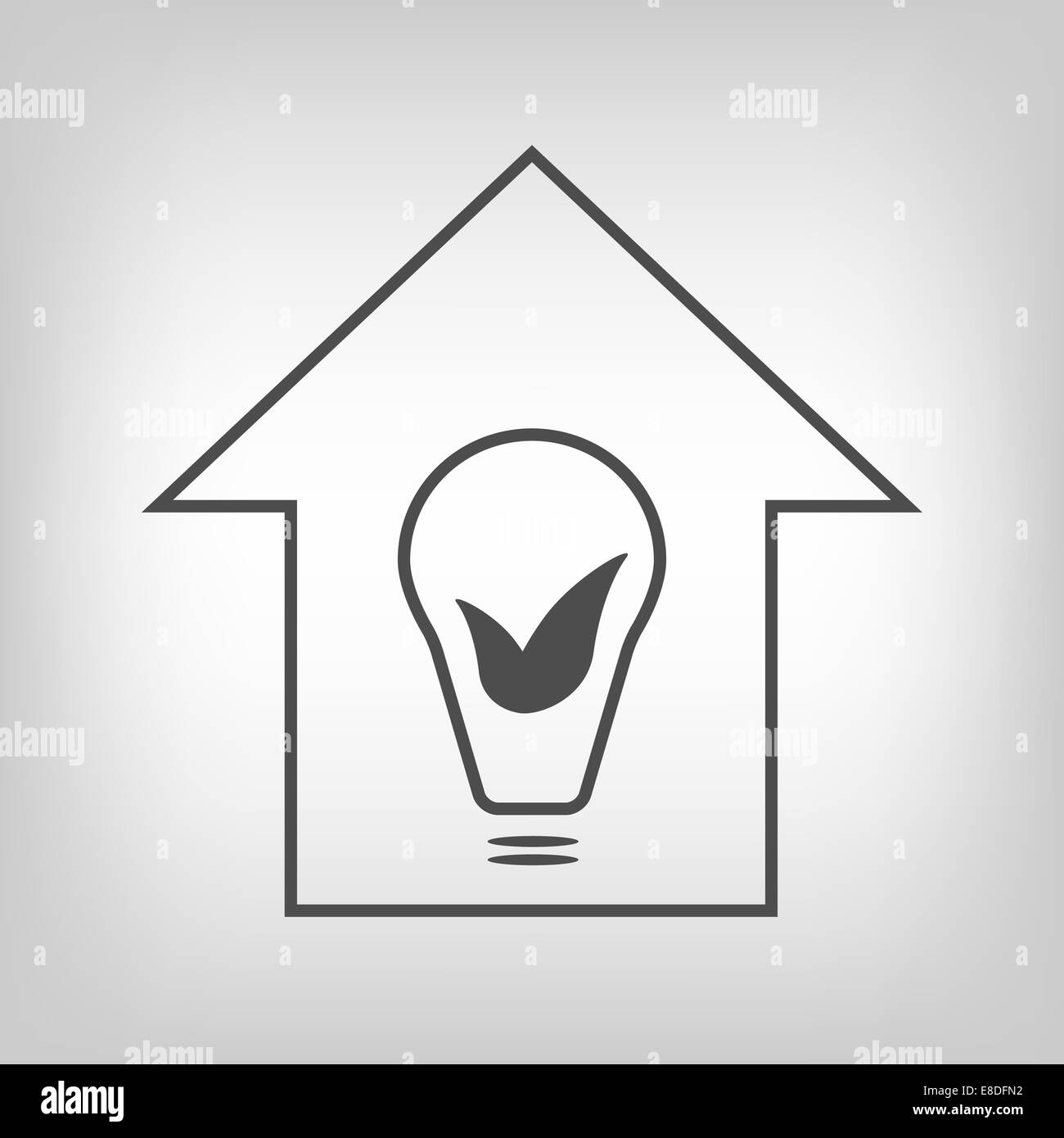 Eco house con lampadina e foglie Foto Stock