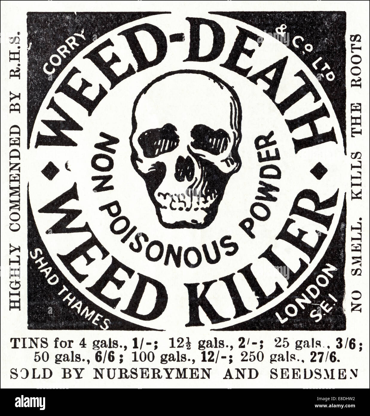 1920s pubblicità per WEED KILLER nella rivista inglese datato giugno 1929 Foto Stock