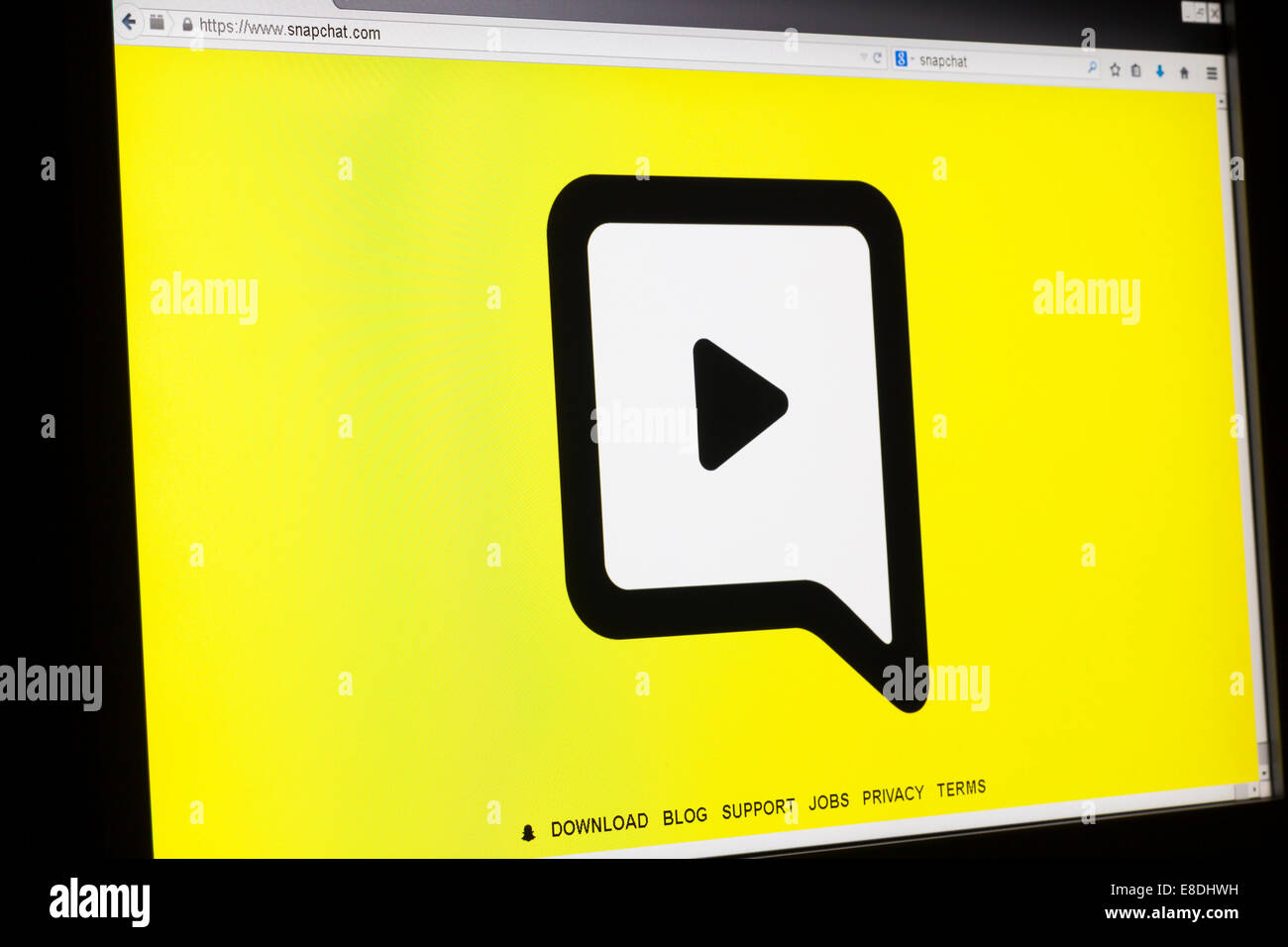 Screenshot del snapchat homepage Foto Stock