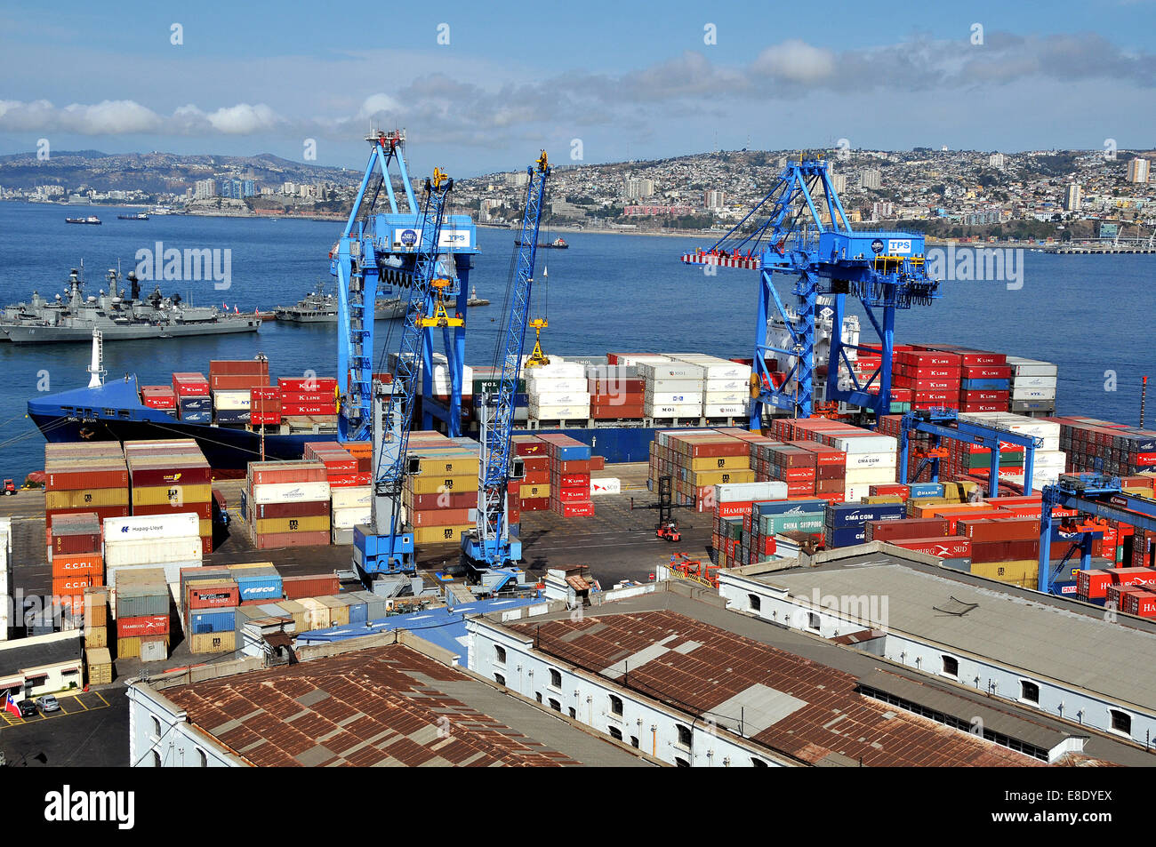 Vista aerea sul Porto di Valparaiso Cile Foto Stock