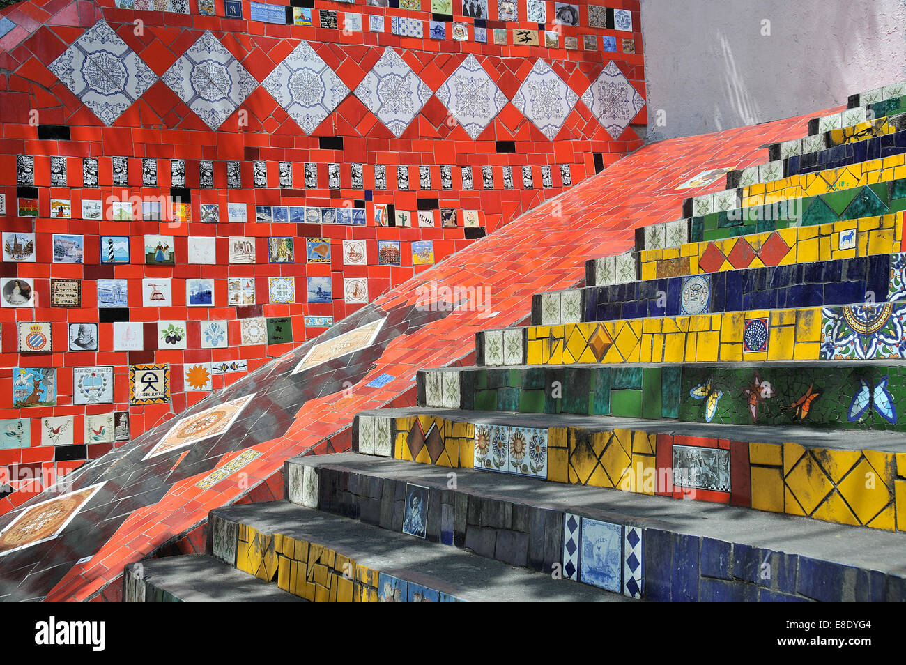 I dettagli delle fasi di Selaron Lapa di Rio de Janeiro in Brasile Foto Stock