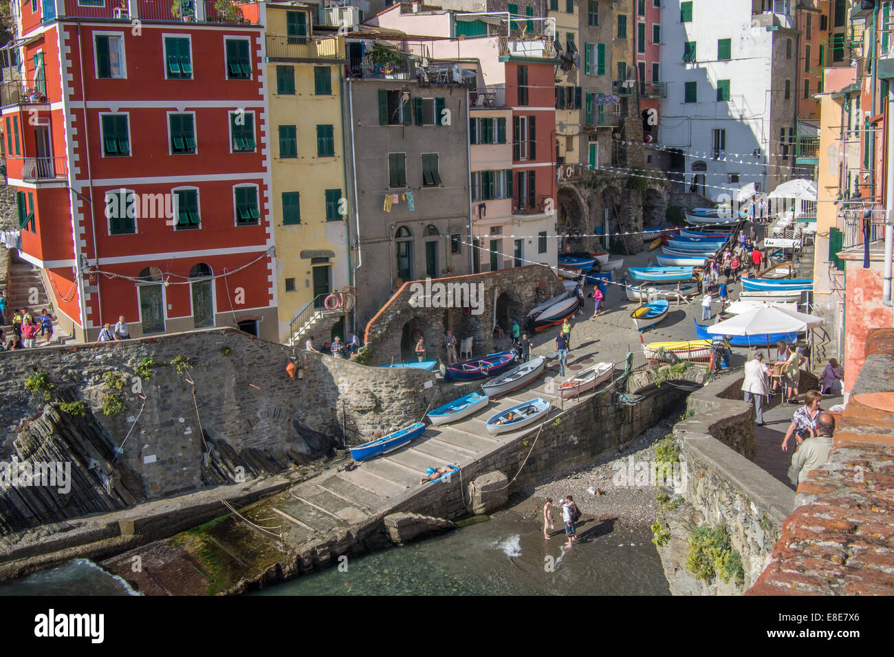 Riomaggiore Cinque Terre Liguria, Italia. Foto Stock