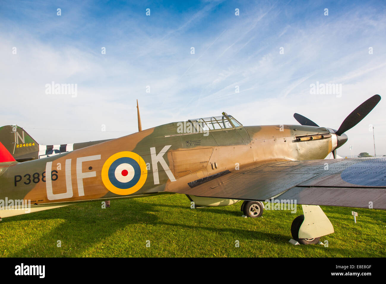 Hurricane MkI P3886 UF-K da combattimento aereo al Goodwood 2014, West Sussex, Regno Unito Foto Stock
