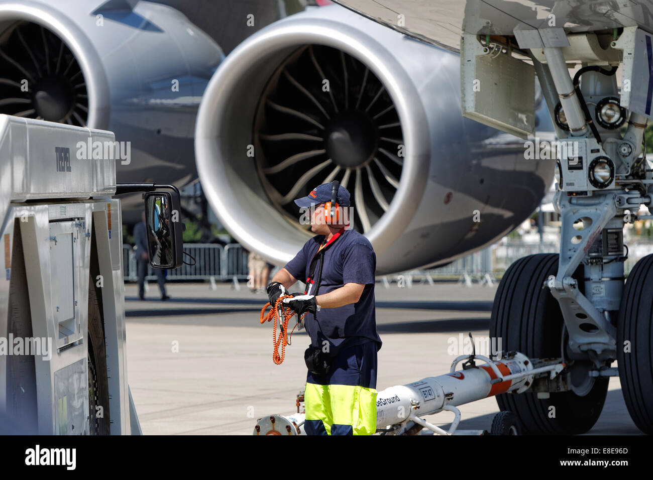 Schoenefeld, Germania, il personale di terra della Berlin Brandenburg Airport Foto Stock