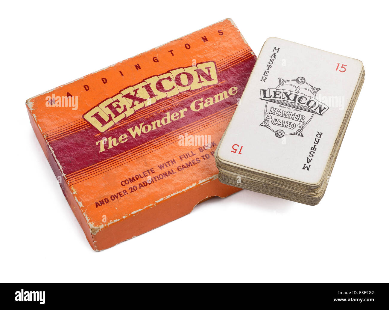 Vintage lessico retrò card game box e carte Foto Stock