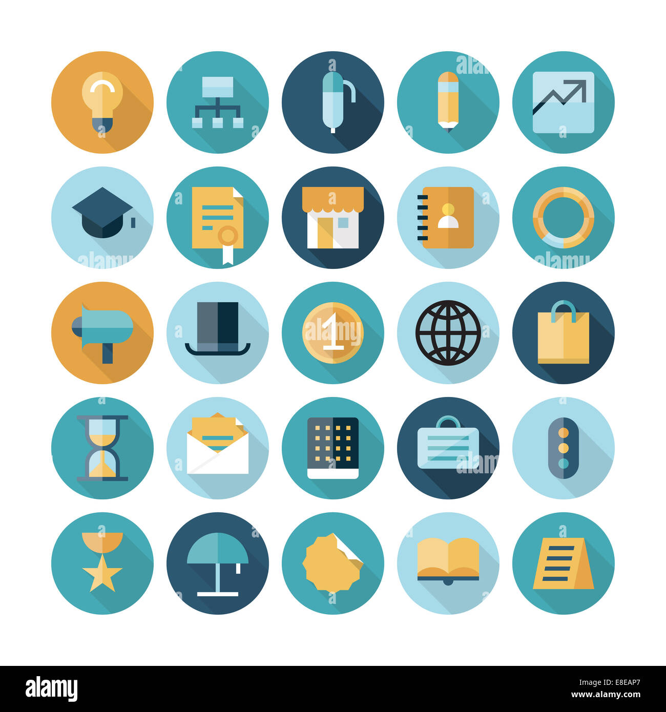 Design piatto icone per affari e finanza. Foto Stock