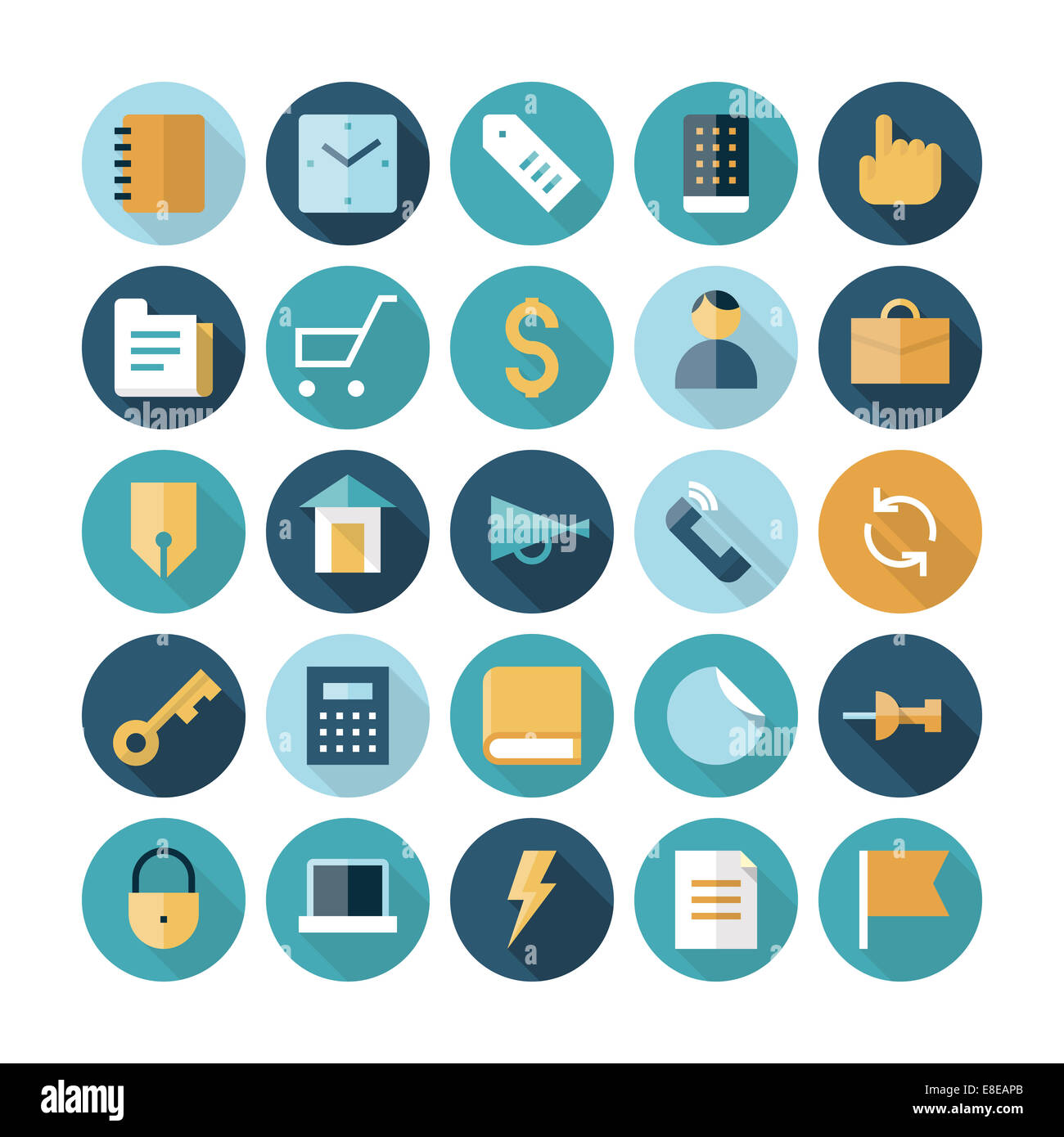 Design piatto icone per affari e finanza. Foto Stock