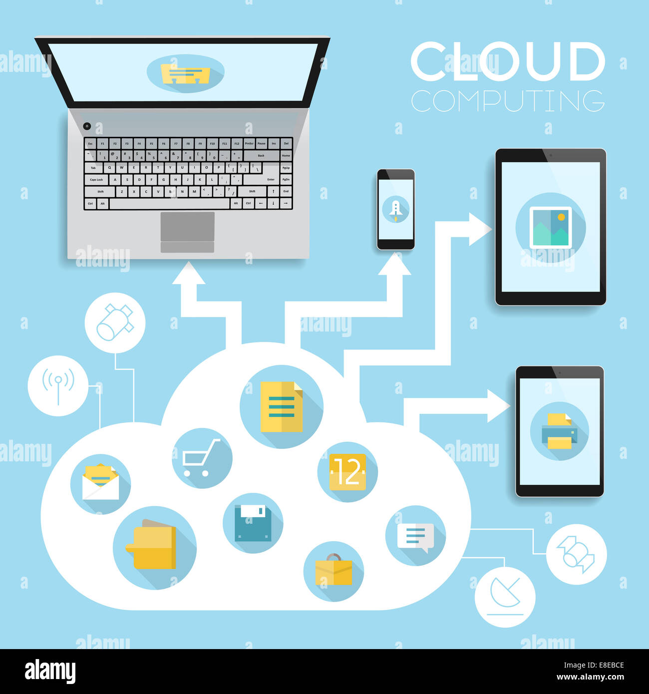 Il cloud computing infographics concetto. Foto Stock