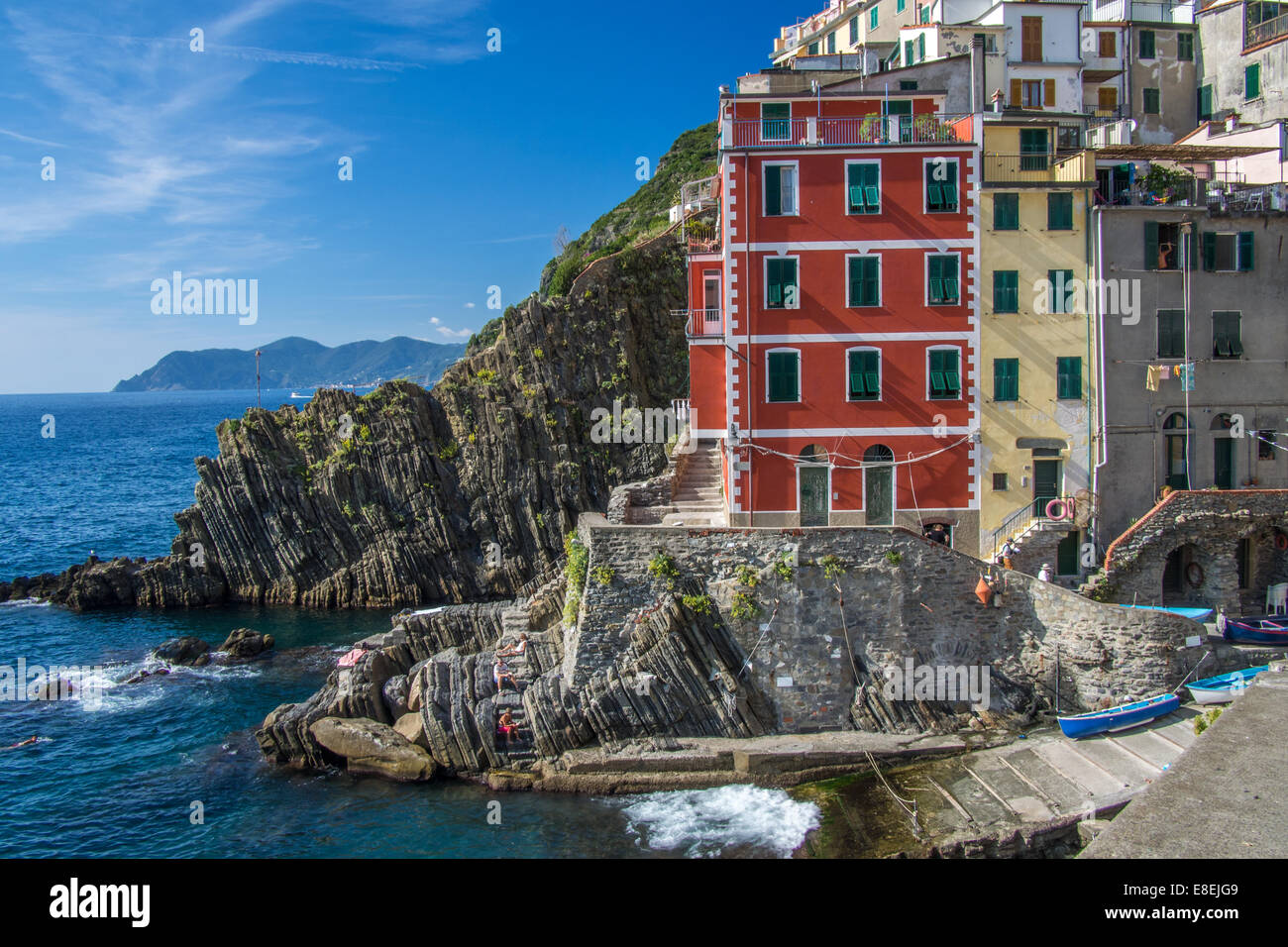 Riomaggiore Cinque Terre Liguria, Italia. Foto Stock