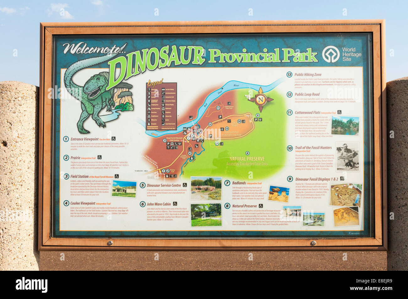 Elk203-6659 Canada, Alberta, Parco Provinciale dei Dinosauri, mappa Foto Stock