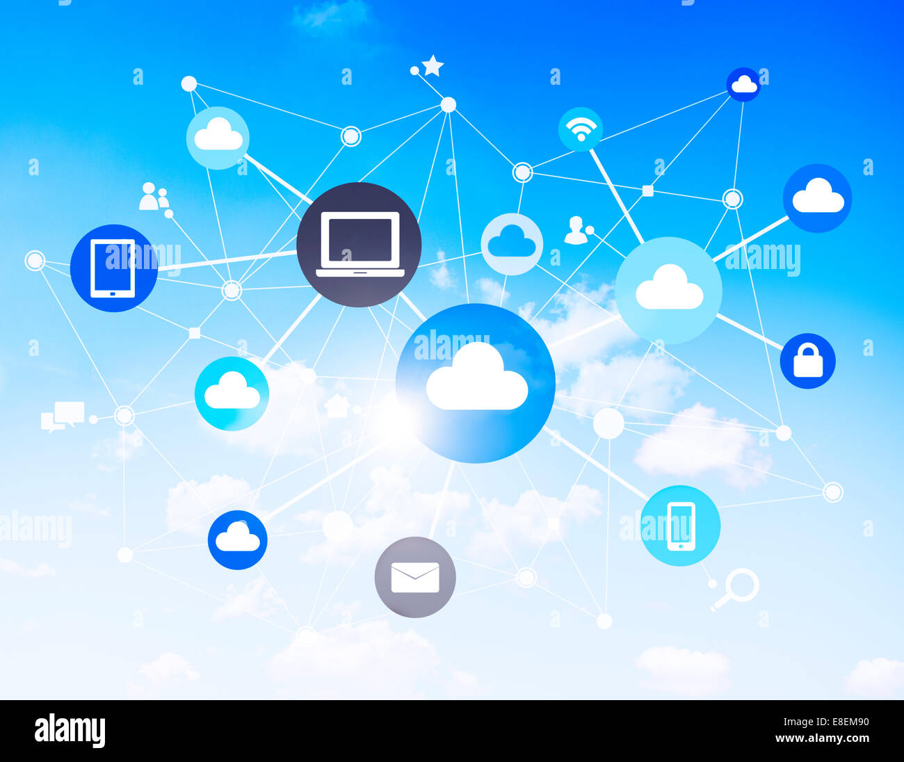Simboli e segni di Cloud Computing Foto Stock