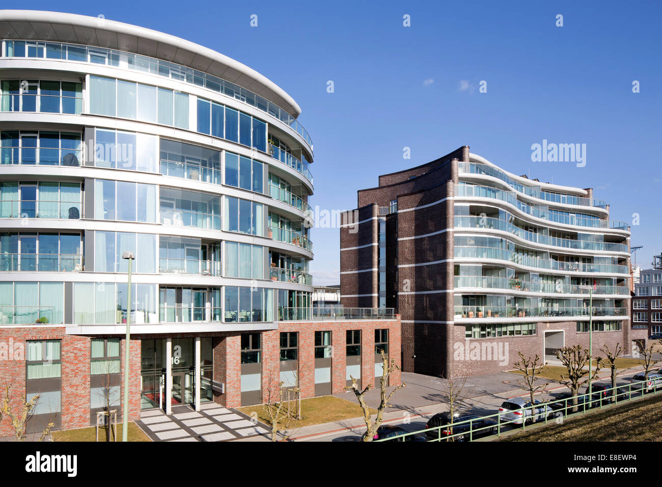 Onda di Weser edifici residenziali, Quartier Lloyd Marina, area di sviluppo a Neuen Hafen, Havenwelten, Bremerhaven, Brema Foto Stock