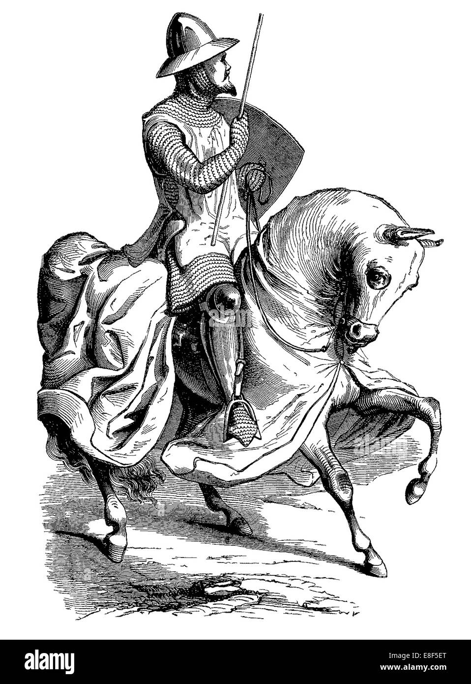 Knight nel cablaggio di guerra. Artista: Anonimo Foto Stock