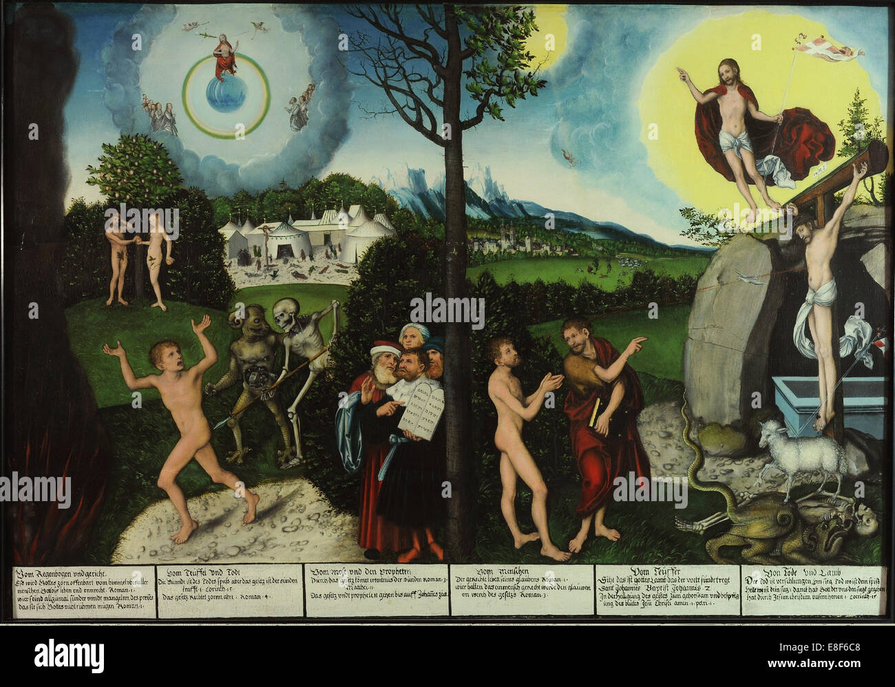 La dannazione e la redenzione. La legge e la grazia. Artista: Cranach, Lucas, il Vecchio (1472-1553) Foto Stock
