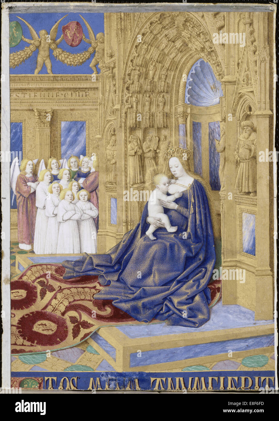 La Vergine in trono col Bambino (ore di Étienne Chevalier). Artista: Fouquet  Jean (1420-1481 Foto stock - Alamy