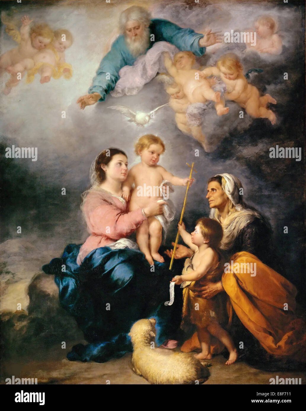 La Santa famiglia (La Vergine di Siviglia). Artista: Murillo, Bartolomé Estebàn (1617-1682) Foto Stock