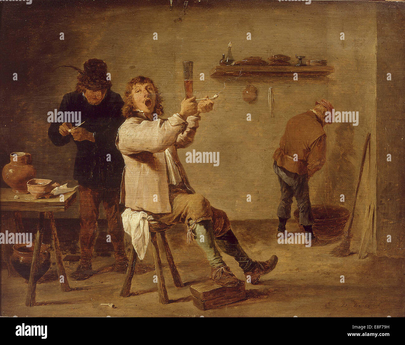 I fumatori. Artista: Teniers, David, il Giovane (1610-1690) Foto Stock