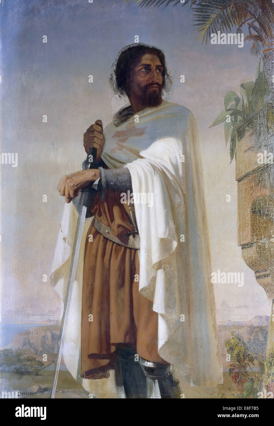 Hugues de Payens, Gran Maestro dei Cavalieri Templari. Artista: Lehmann, Henri (1814-1882) Foto Stock