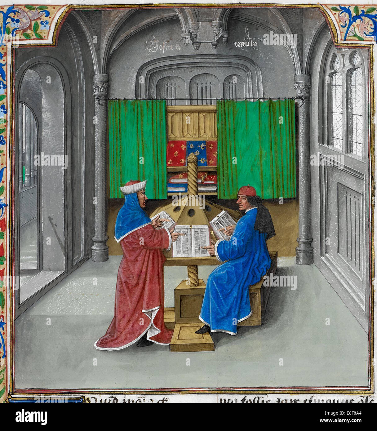 Boccaccio e Petrarca (Da: De casibus virorum illustrium di Giovanni Boccaccio). Artista: Master della bianca iscrizioni (active ca 1480) Foto Stock
