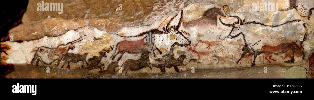 Pannello del Unicorn (Pannello di Black Bear) a Lascaux. Artista: arte del Paleolitico superiore Foto Stock