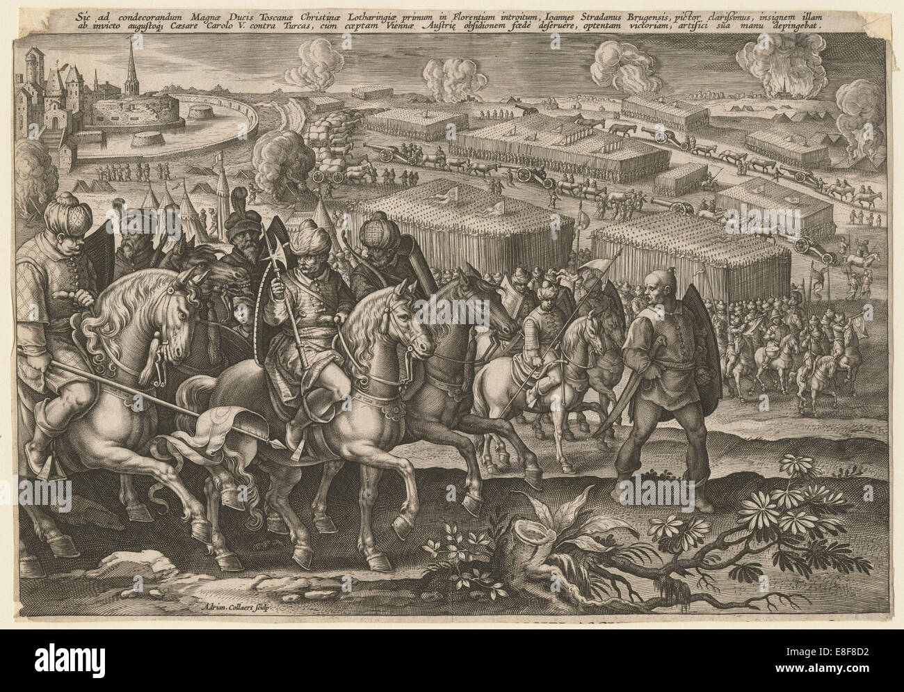 L'assedio di Vienna dall' esercito turco, 1529. Artista: Collaert, Adriaen (1523-1618) Foto Stock