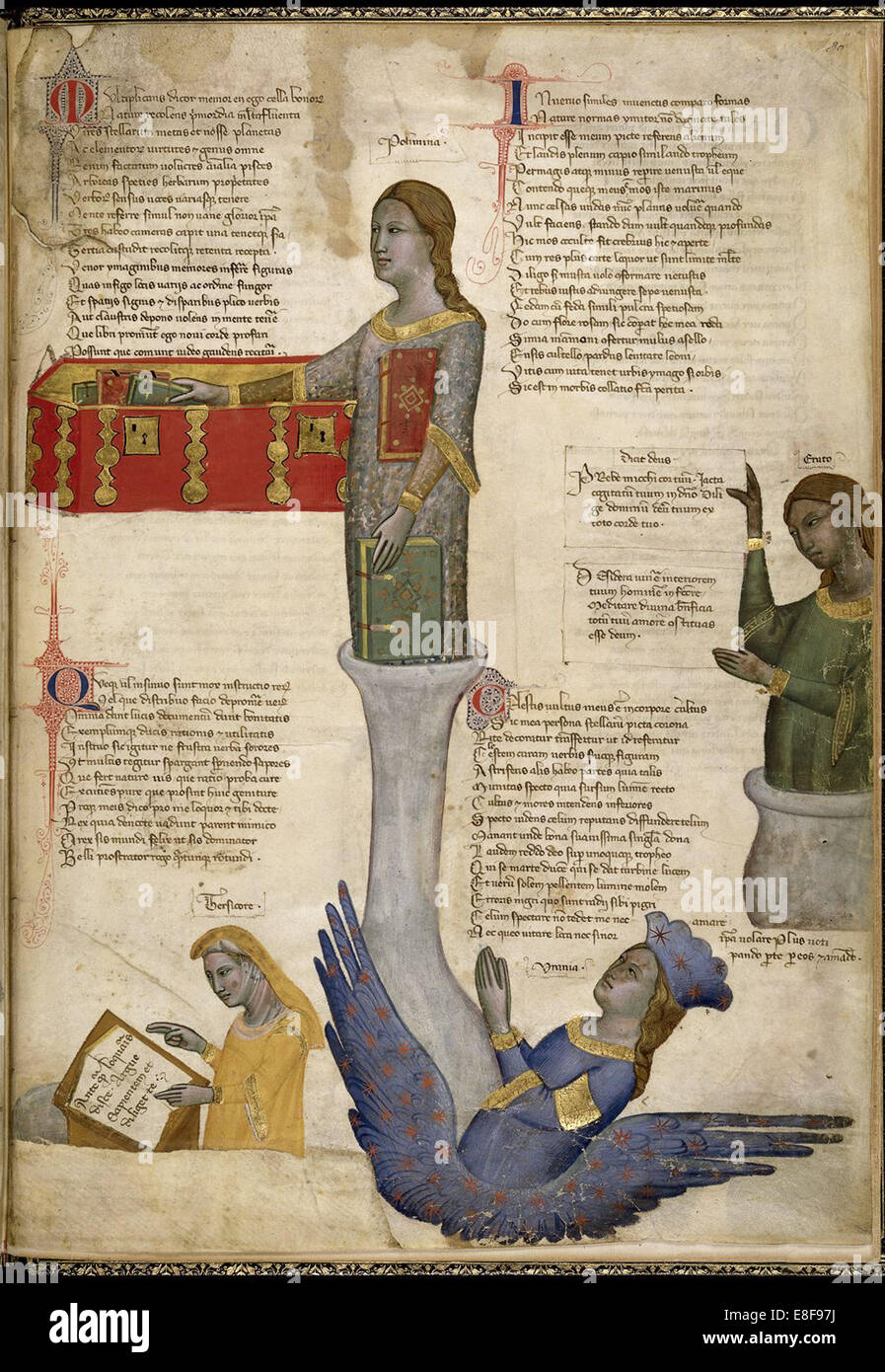 Quattro Muse (dalla Regia Carmina di Convenevole da Prato). Artista: Pacino di Buonaguida (attivo 1302-1343) Foto Stock