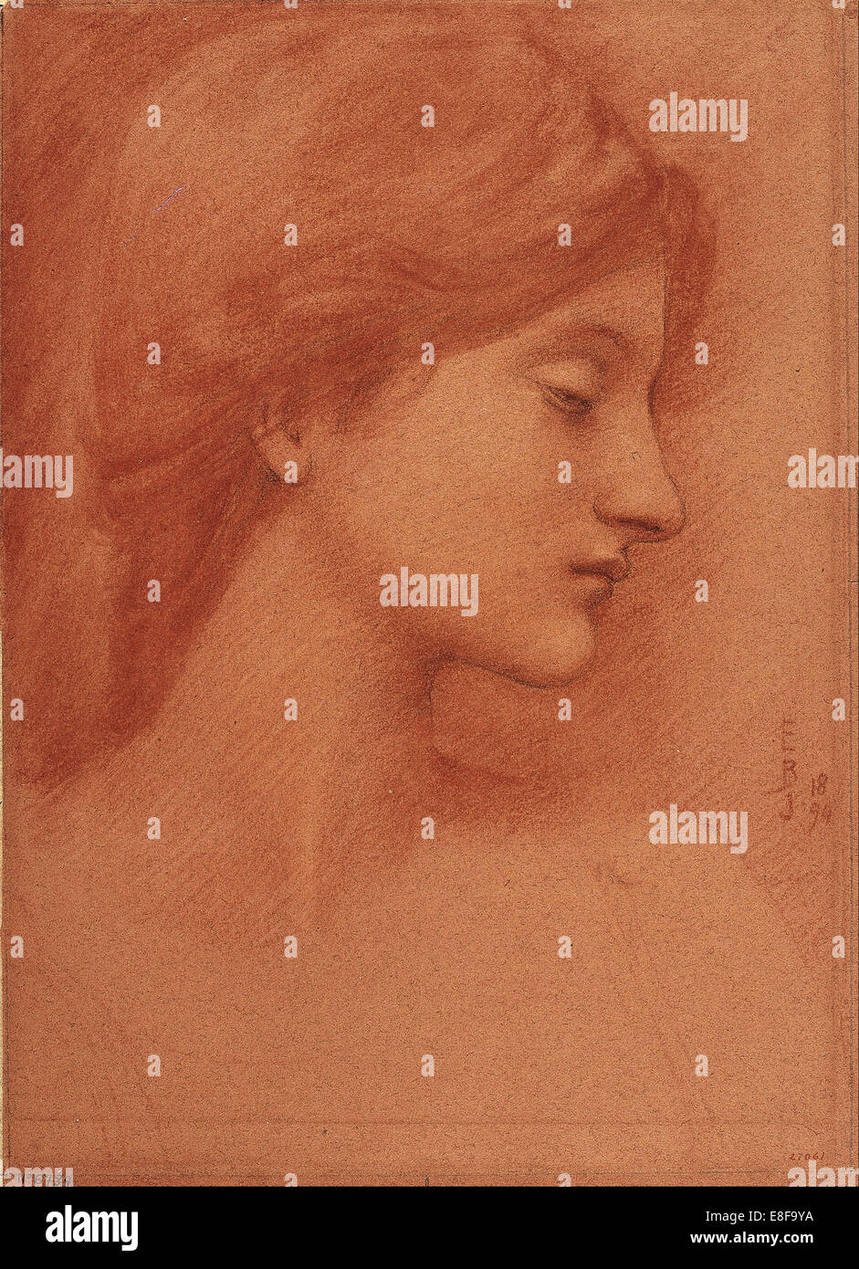 Testa femmina. Artista: Burne-Jones, Sir Edward Coley (1833-1898) Foto Stock
