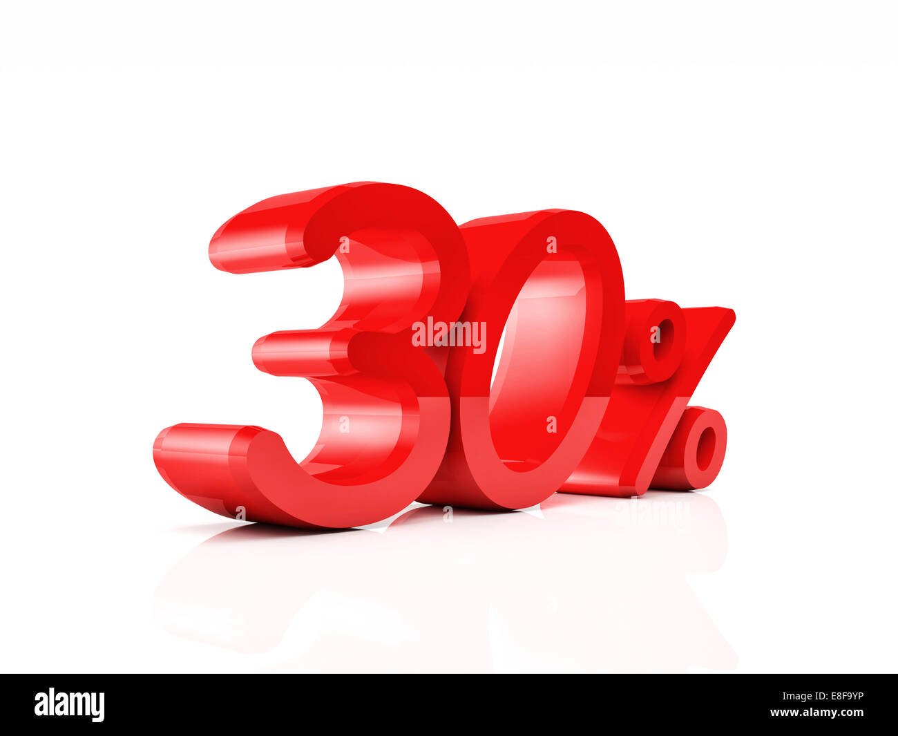 3d il testo in rosso di sconto vendita su bianco Foto Stock