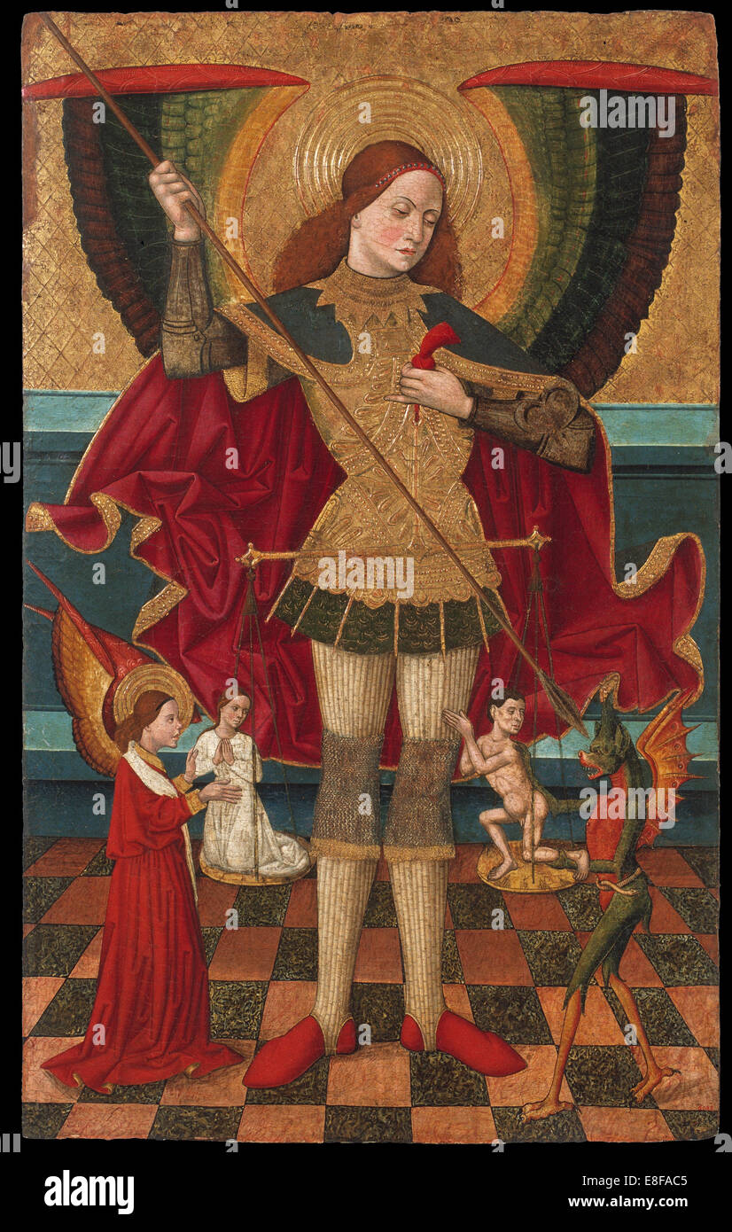 L'Arcangelo Michele pesa le anime dei morti. Artista: Abadía, Juan de la, il sambuco (attivo 1469-1498) Foto Stock