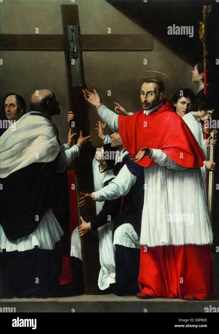 L esaltazione del Santo chiodo con san Carlo Borromeo. Artista: Saraceni, Carlo (1579-1620) Foto Stock