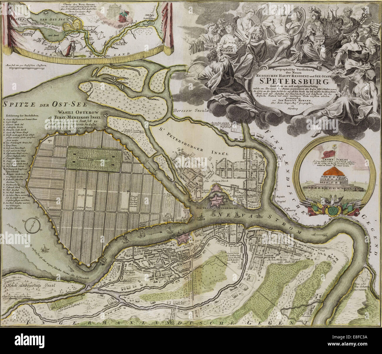 Mappa di San Pietroburgo (San Pietroburgo master plan). Artista: Le Blond, Jean-Baptiste Alexandre (1679-1719) Foto Stock