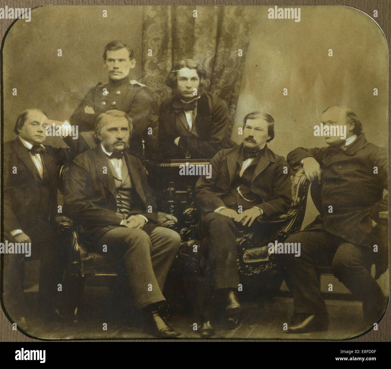 Sovremennik: Ivan Goncharov, Ivan Turgenev, Leo Tolstoj, Dmitri Grigorovich, Alexander Druzhinin e artista: Levitsky, Sergei Lvovich (1819-1898) Foto Stock