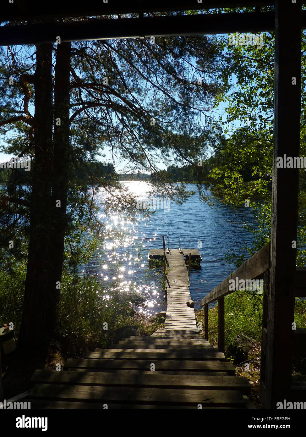 Finlandia, Savonia Mikkeli, uno dei mille laghi in estate Foto Stock